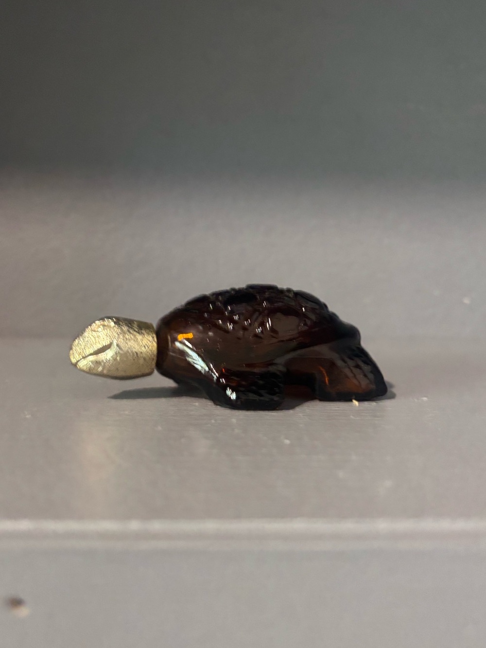 Avon Brown and Gold Glass Turtle Figurine